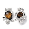 Natural Tiger Eye Teardrop Pendant Rhinestone Settings G-K339-02P-01-2