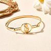 201 Stainless Steel Flat Round Link Bangles for Women BJEW-R014-01G-05-2