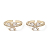 Butterfly Clear Cubic Zirconia Cuff Ring RJEW-M146-11G-4