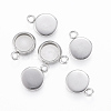 Tarnish Resistant 304 Stainless Steel Pendant Cabochon Settings STAS-E146-18P-6mm-2