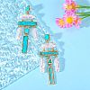 Synthetic Turquoise Rectangle Chandelier Earrings JE1132A-3