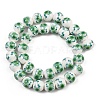 Handmade Flower Printed Porcelain Ceramic Beads Strands PORC-M007-10mm-16-4