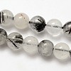 Natural Gemstone Black Rutilated Quartz Round Beads Strands G-E251-30-8mm-2