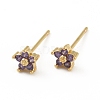 Cubic Zirconia Flower Stud Earrings EJEW-C035-15G-03-1