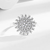 Daisy Rotatable Open Cuff Rings for Women RJEW-S402-05P-1