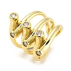Brass Micro Pave Cubic Zirconia Open Cuff Ring RJEW-C033-02G-1