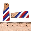 Independence Day Opaque Striped Resin & Walnut Wood Pendants RESI-U010-02A-3