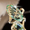 Leaf & Dragonfly Brass Glass Finger Rings FS-WGB6037-01-1