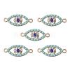 Alloy Connector Charms with Capri Blue Rhinestone and Synthetic Turquoise FIND-YW0003-50-1