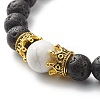 Natural Lava Rock & Natural and Synthetic Howlite Stretch Bracelets Set for Couples Best Friendship BJEW-JB06869-11