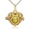 Golden Tone Brass Hollow Heart Cage Pendants KK-J243-01G-1