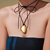 304 Stainless Steel Pendant Adjustable Black Waxed Cord Necklaces for Women FS-WGE3E56-08-1