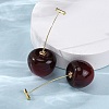 304 Stainless Steel Cherry Stud Earrings EJEW-L304-13G-01-3