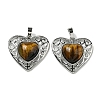 Natural Tiger Eye Peach Love Heart Pendants G-G158-01E-1