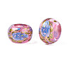Flower Printed Transparent Acrylic Rondelle Beads TACR-S160-01-E02-3