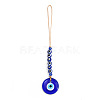 Flat Round with Evil Eye Glass Pendant Decorations EVIL-PW0002-04L-1