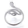 Non-Tarnish 304 Stainless Steel Snake Open Cuff Ring for Women RJEW-N040-01-3