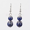 Lapis Lazuli Dangle Earrings X-EJEW-JE02206-03-1