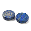 Natural Lapis Lazuli Flat Round with Chakra Sign Figurines Display Decorations DJEW-K025-01D-2
