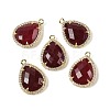 Dyed Natural White Jade Faceted Teardrop Pendants G-I382-01G-02-1