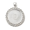 Flat Round Alloy Rhinestone Pendant Cabochon Settings X-ALRI-T351-01S-1
