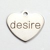 Non-Tarnish 201 Stainless Steel Heart Pendants STAS-L165-C03-1