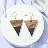 Resin & Walnut Wood Triangle Dangle Earrings EJEW-JE05505-05-2