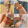 2 Bags Summer Beach Glass Seed Beaded & Natural Shell & Alloy Starfish Charm Anklet Sets AJEW-TA0003-69C-9