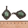Natural Green Aventurine Rhombus Pendants G-K363-02R-01-2