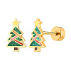 304 Stainless Steel Green Enamel Christmas Cartilage Earrings for Women FS-WG5C804-02-1