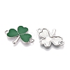 Rack Plating Alloy Green Enamel Shamrock Connector Charms ENAM-N056-354P-2