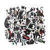 50Pcs Black Cat Shape PVC Self Adhesive Cartoon Stickers STIC-G001-07-2