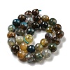 Faceted Natural Dragon Veins Agate Beads Strands G-F447-12mm-P03-3