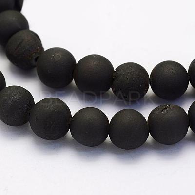 Electroplate Natural Druzy Agate Beads Strands G-G708-6mm-09-1