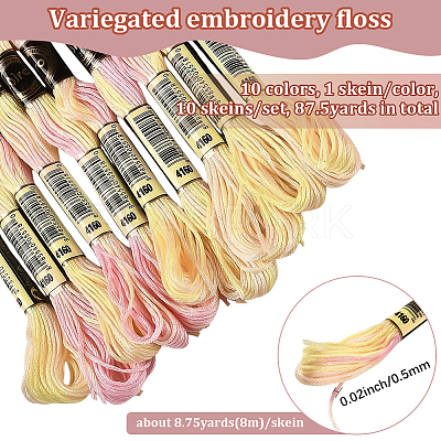 10 Skeins 6-Ply Polyester Embroidery Floss OCOR-CY0002-99G-1