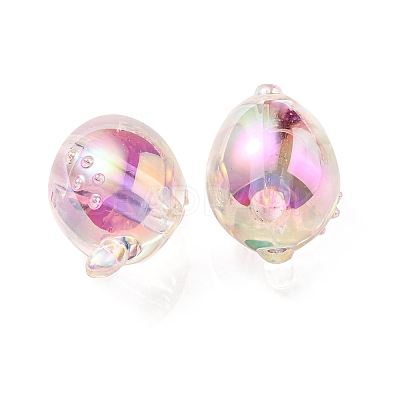 UV Plating Rainbow Iridescent Acrylic Beads OACR-F004-07H-1