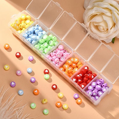 245Pcs 7 Colors Opaque Acrylic Beads MACR-YW0001-76A-1