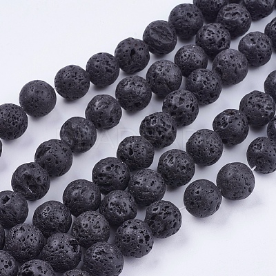 Natural Lava Rock Stone Bead Strands X-G-R193-18-14mm-1