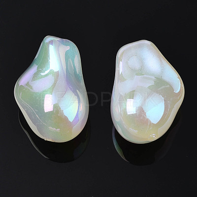 Rainbow Iridescent Plating Acrylic Beads PACR-S221-007-1