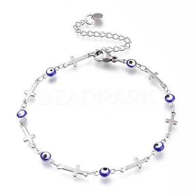304 Stainless Steel Link Bracelets BJEW-M203-03P-1