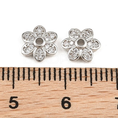 Brass Micro Pave Clear Cubic Zirconia Bead Caps CU-CBA6A75-30P-1