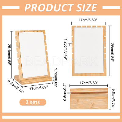 2 Bags Bamboo Wood Multiple Necklace Display Stands NDIS-PH0001-10A-1