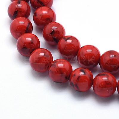 Sea Shell and Synthetic Turquoise Assembled Beads Strands G-G758-11-6mm-1