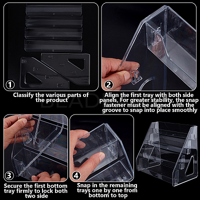 4-Tier Acrylic Display Riser Stands for Cosmetic Jewelry ODIS-WH0043-217B-1