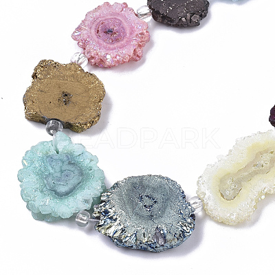 Electroplated Natural Quartz Beads Strands G-R461-04-1