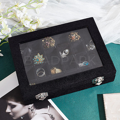 Rectangle Velvet Jewelry Presentation Boxes with 24 Compartments VBOX-WH0016-02A-1