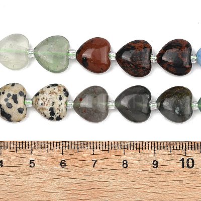 Gradient Color Natural African Bloodstone & Dalmatian Jasper & Mahogany Obsidian & Dyed White Jade & Fluorite Beads Strands G-B185-A12-1