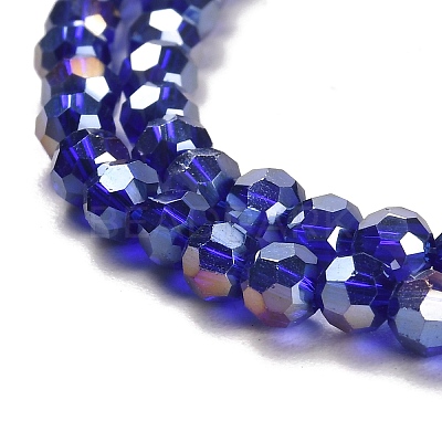 Faceted(32 Facets) Electroplate Glass Beads Strands X-EGLA-R016-4m-1-1