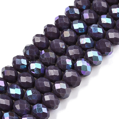 Electroplate Opaque Solid Color Glass Beads Strands EGLA-A044-P6mm-L11-1