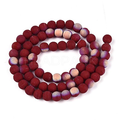 Frosted Opaque Glass Beads Strands GLAA-T032-P6mm-MBB05-1